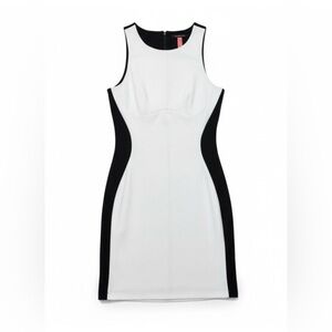 black and white bodycon dress White & Black 1960s Notched Collar Ruched Bodycon Dress main image 1